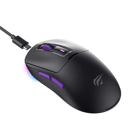 Mouse Gaming Wireless HAVIT MS969WB, RGB, 1000DPI - 16000DPI, BT / Wi-Fi / Wired, Negru