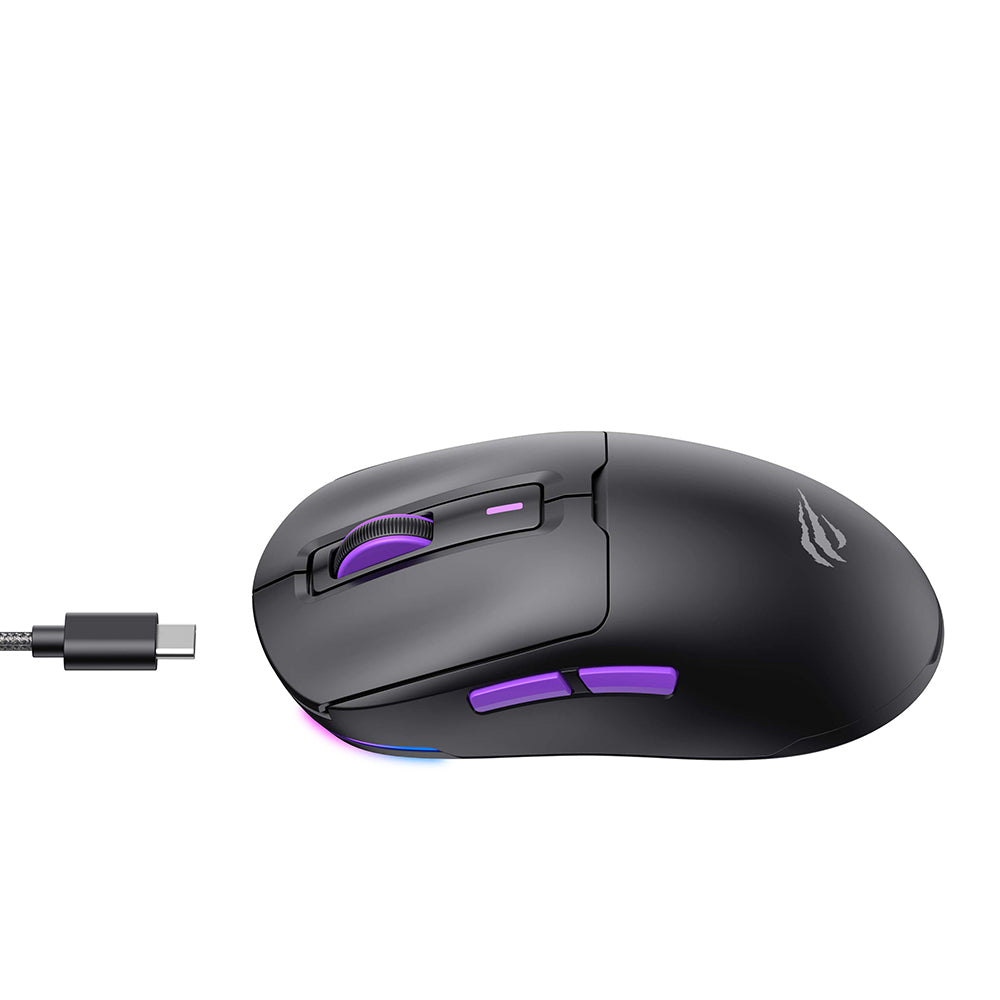 Mouse Gaming Wireless HAVIT MS969WB, RGB, 1000DPI - 16000DPI, BT / Wi-Fi / Wired, Negru