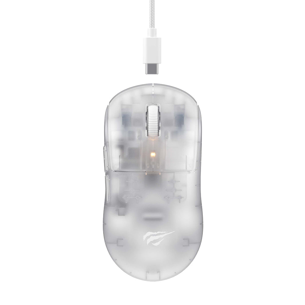 Mouse Gaming Wireless HAVIT MS970WB Pro, 800DPI - 12000mAh, Transparent Alb