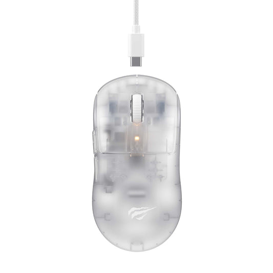 Mouse Gaming Wireless HAVIT MS970WB Pro, 800DPI - 12000mAh, Transparent Alb