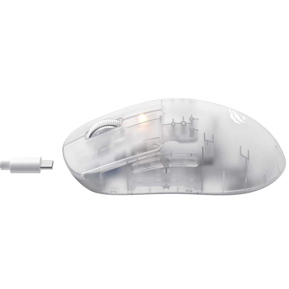 Mouse Gaming Wireless HAVIT MS970WB Pro, 800DPI - 12000mAh, Transparent Alb