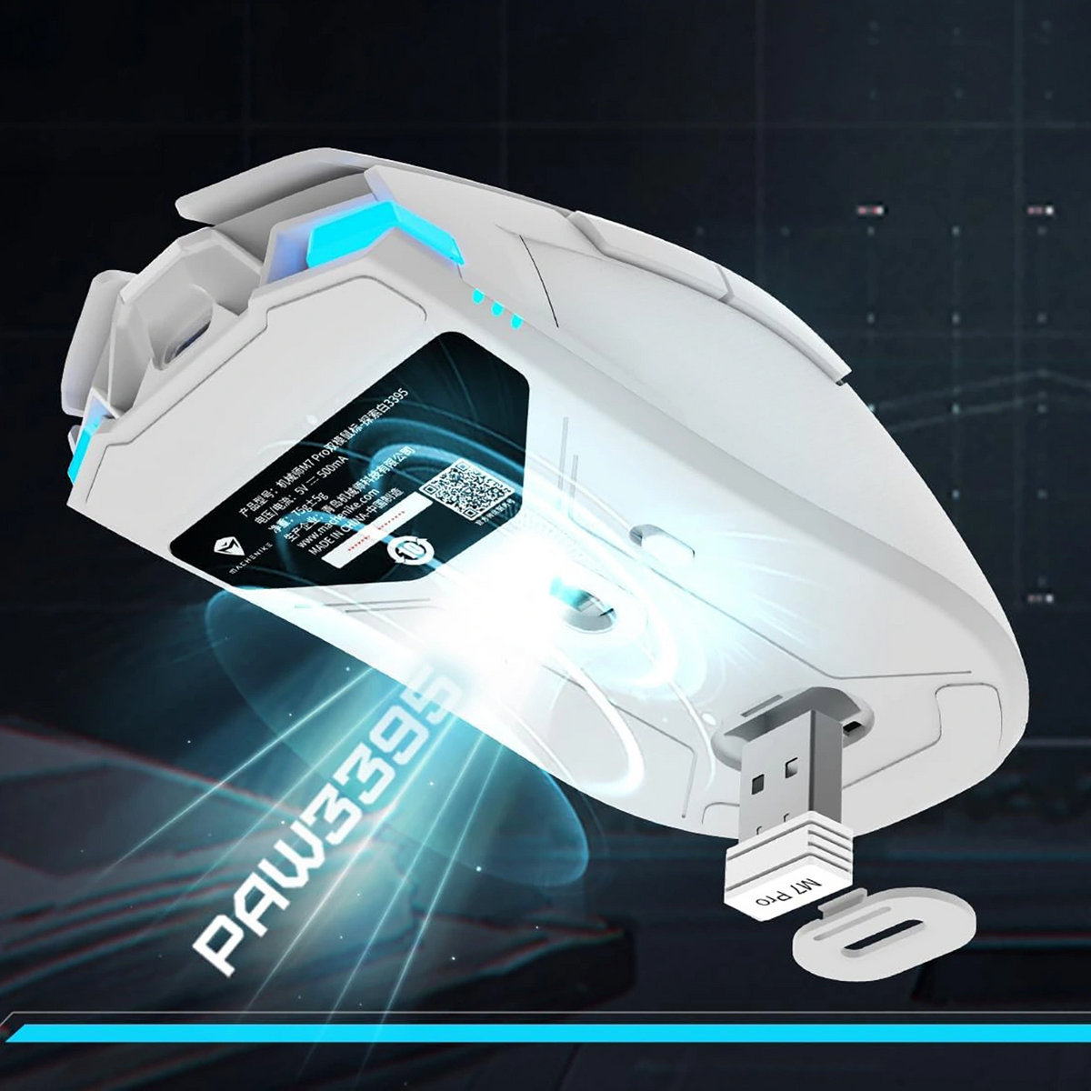Mouse Gaming Wireless Machenike M7 Pro, RGB, 1000DPI - 26000DPI, Alb