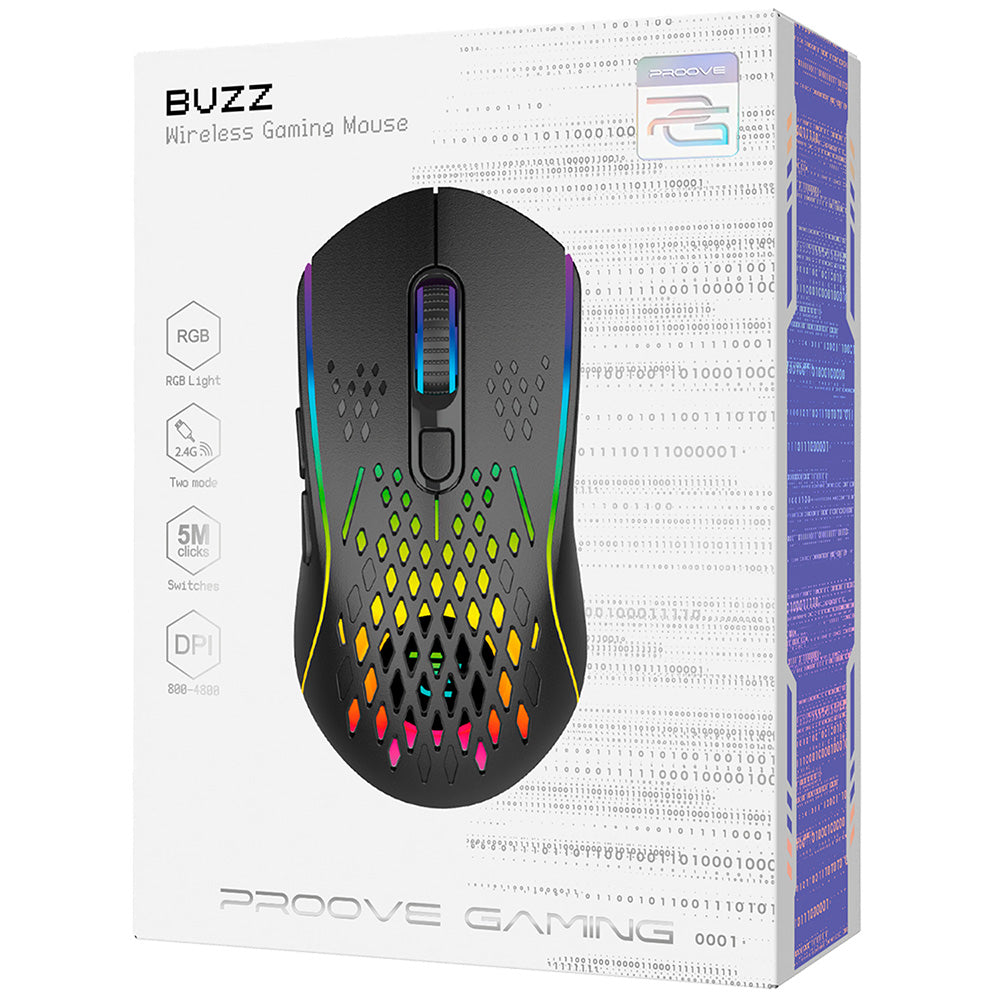 Mouse Gaming Wireless Proove Buzz, RGB, 800DPI - 4800DPI, Negru WMBU00022401