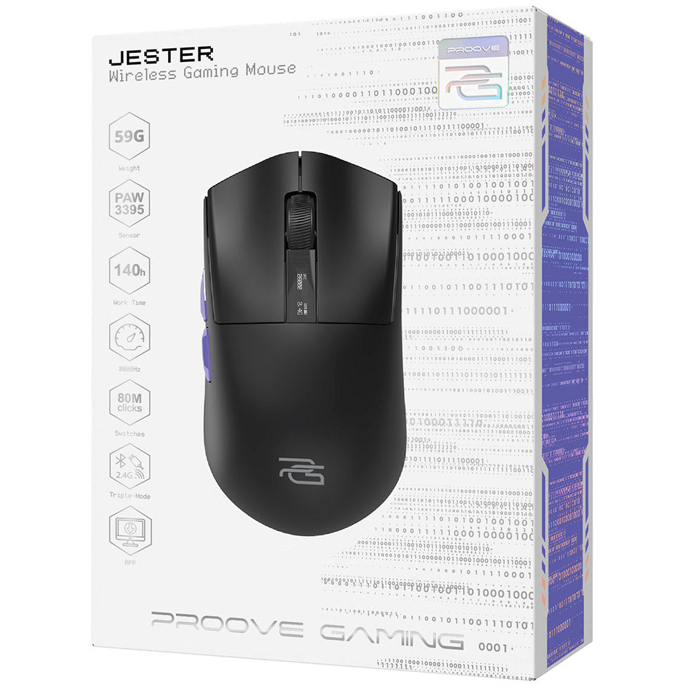 Mouse Gaming Wireless Proove Jester, 800DPI - 26000DPI, Afisaj OLED, Negru WMJS00022001