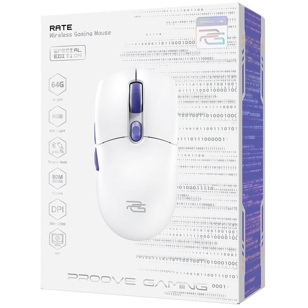Mouse Gaming Wireless Proove Rate Special Edition, 800DPI - 12000DPI, Alb CMRTWRS03002