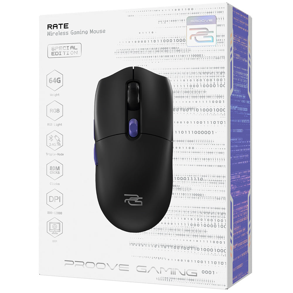 Mouse Gaming Wireless Proove Rate Special Edition, 800DPI - 12000DPI, Negru CMRTWRS03001