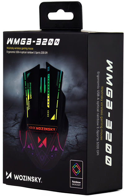 Mouse Gaming Wireless WZK WMGB-3200, 3200DPI, RGB, Negru