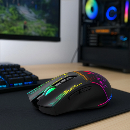 Mouse Gaming Wireless WZK WMGB-3200, 3200DPI, RGB, Negru