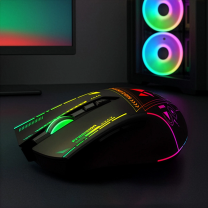 Mouse Gaming Wireless WZK WMGB-3200, 3200DPI, RGB, Negru