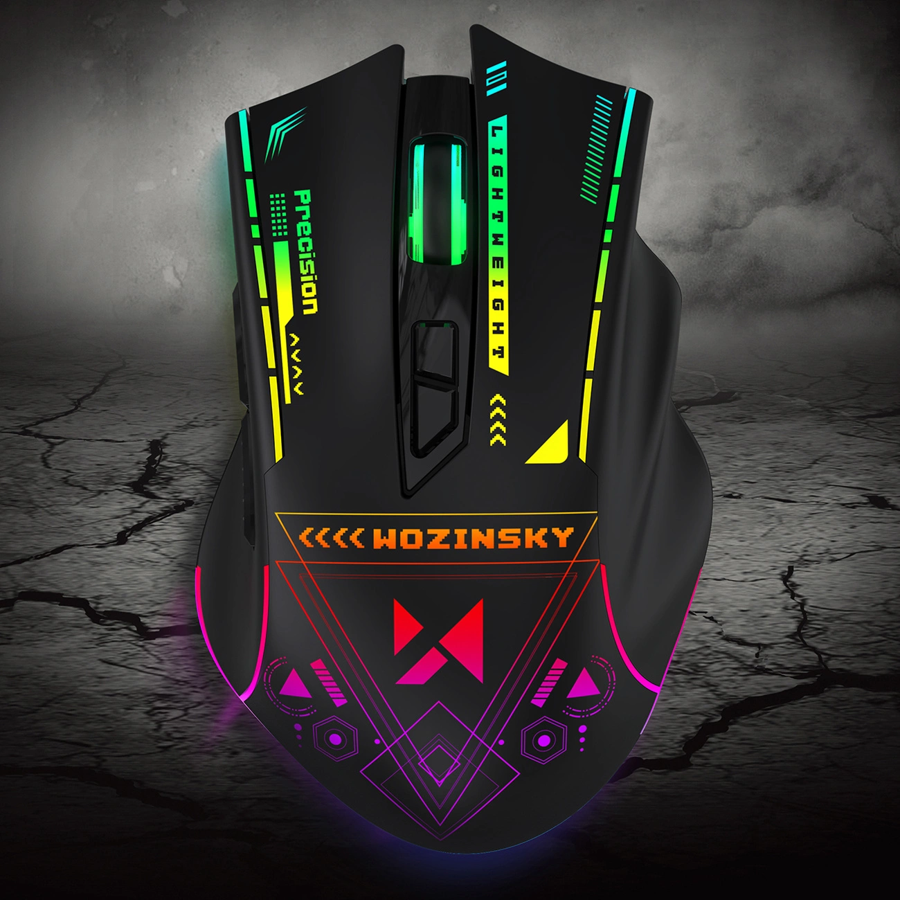 Mouse Gaming Wireless WZK WMGB-3200, 3200DPI, RGB, Negru