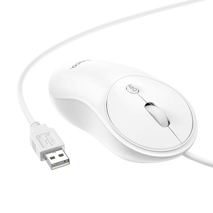 Mouse Wired USB HOCO GM13, 1600DPI, Alb