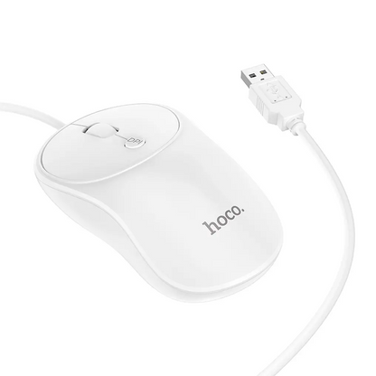 Mouse Wired USB HOCO GM13, 1600DPI, Alb
