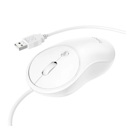 Mouse Wired USB HOCO GM13, 1600DPI, Alb