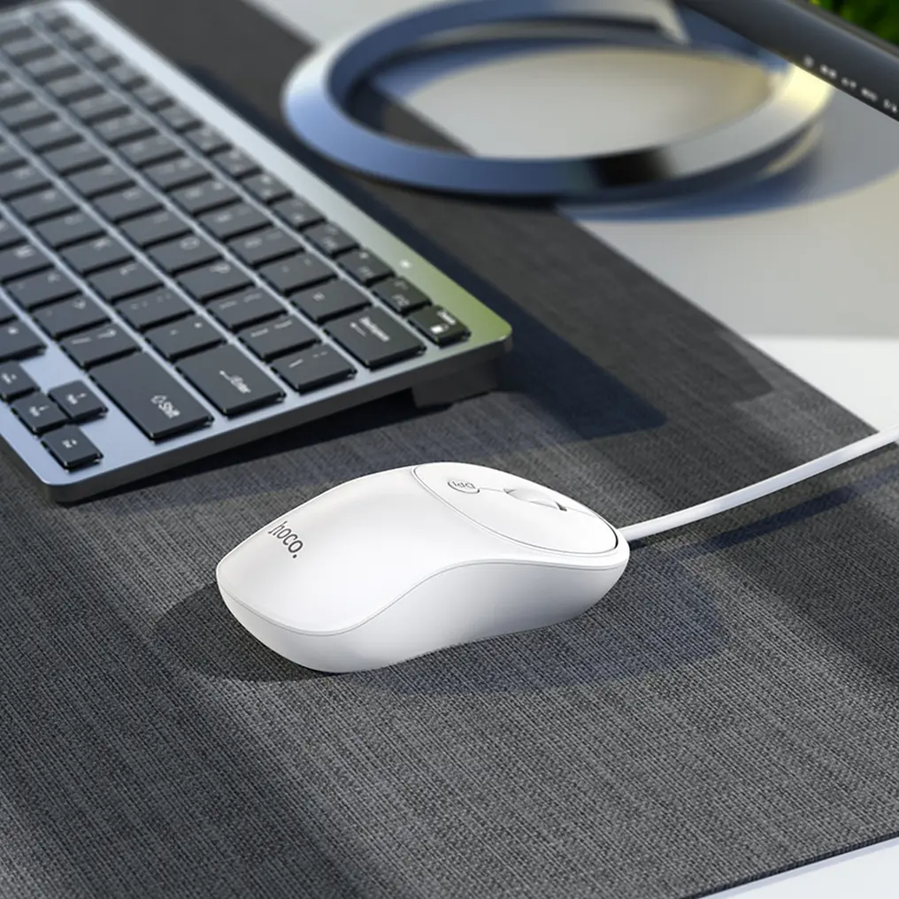 Mouse Wired USB HOCO GM13, 1600DPI, Alb