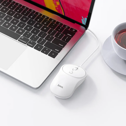 Mouse Wired USB HOCO GM13, 1600DPI, Alb