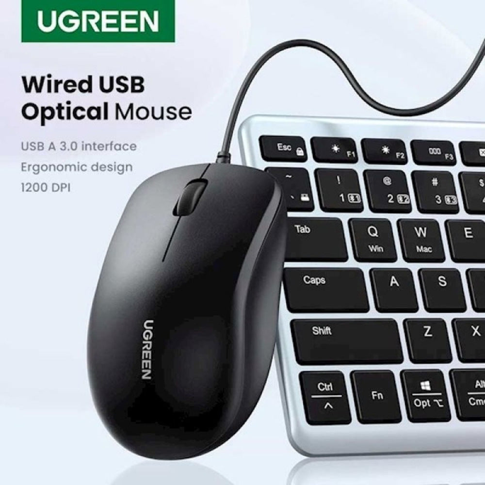Mouse Wired USB UGREEN MU007, 1200DPI, 1.5m, Negru