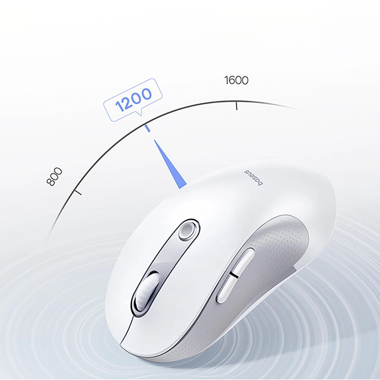 Mouse Wireless Baseus F02, 4000DPI, BT / Wi-Fi, Alb B0203202
