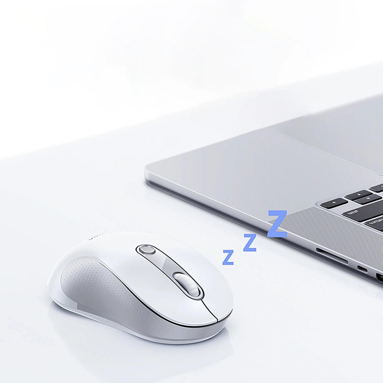 Mouse Wireless Baseus F02, 1600DPI, BT / Wi-Fi, Alb B0203302