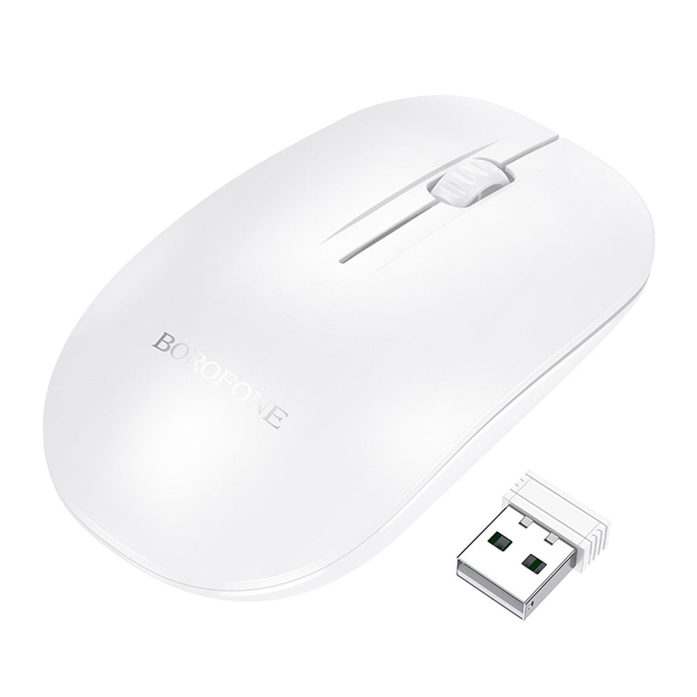 Mouse Wireless Borofone BG14 Planet, 1000DPI, BT / Wi-FI, Alb