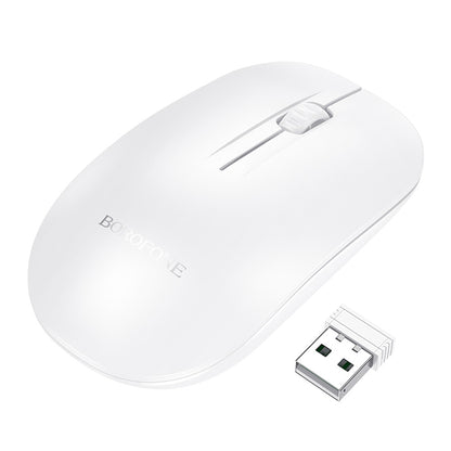 Mouse Wireless Borofone BG14 Planet, 1000DPI, BT / Wi-FI, Alb