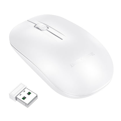 Mouse Wireless Borofone BG14 Planet, 1000DPI, BT / Wi-FI, Alb