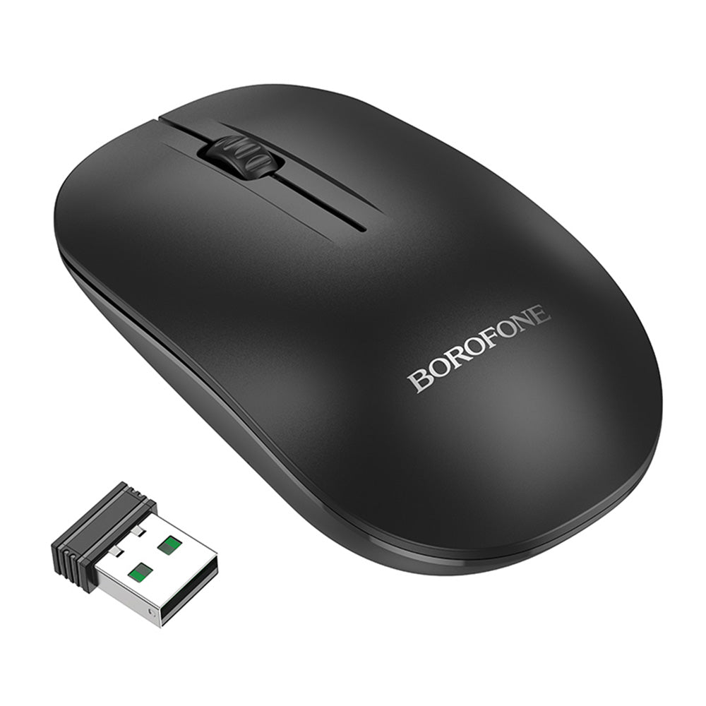 Mouse Wireless Borofone BG14 Planet, 1000DPI, BT / Wi-Fi, Negru