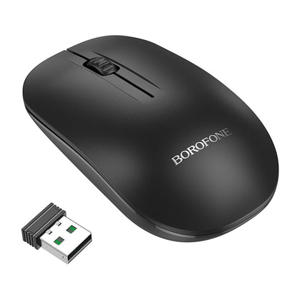 Mouse Wireless Borofone BG14 Planet, 1000DPI, BT / Wi-Fi, Negru