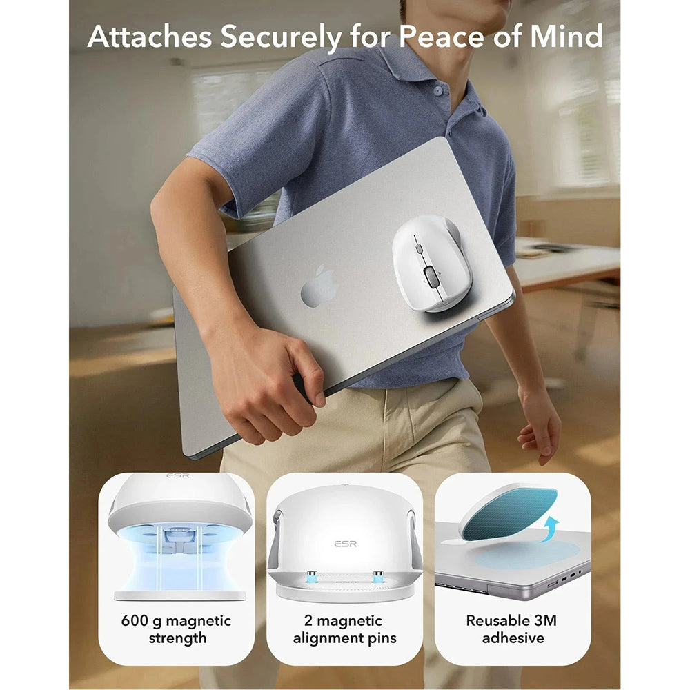 Mouse Wireless ESR MagMouse, 800DPI - 4800DPI, BT / Wi-Fi, Alb