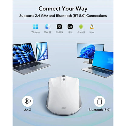 Mouse Wireless ESR MagMouse, 800DPI - 4800DPI, BT / Wi-Fi, Alb