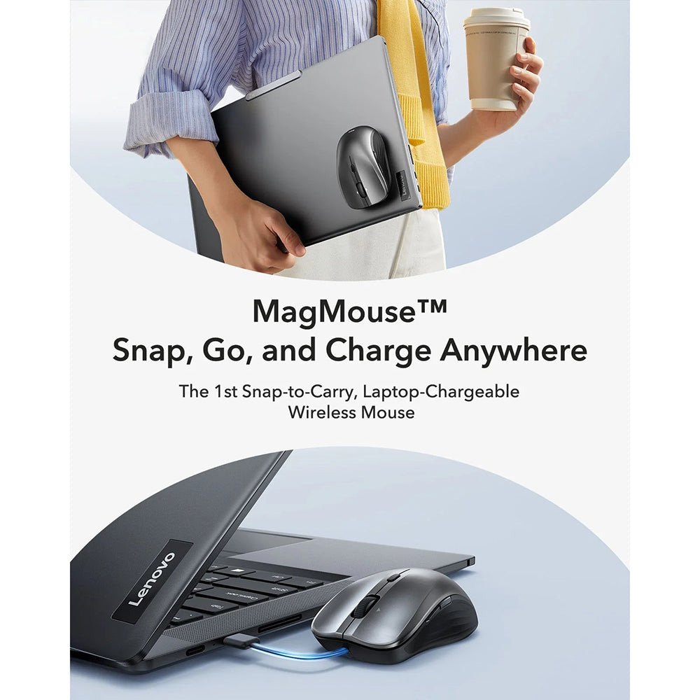 Mouse Wireless ESR MagMouse, 800DPI - 4800DPI, BT / Wi-Fi, Gri