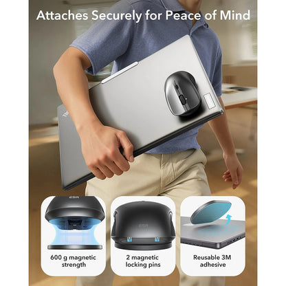 Mouse Wireless ESR MagMouse, 800DPI - 4800DPI, BT / Wi-Fi, Negru