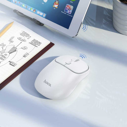 Mouse Wireless HOCO GM25, 1600DPI, BT / Wi-Fi, Alb