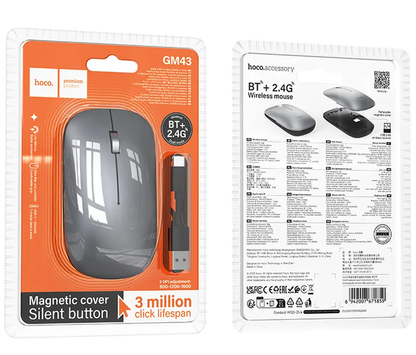 Mouse Wireless HOCO GM43, 1600DPI, BT / Wi-Fi, Gri