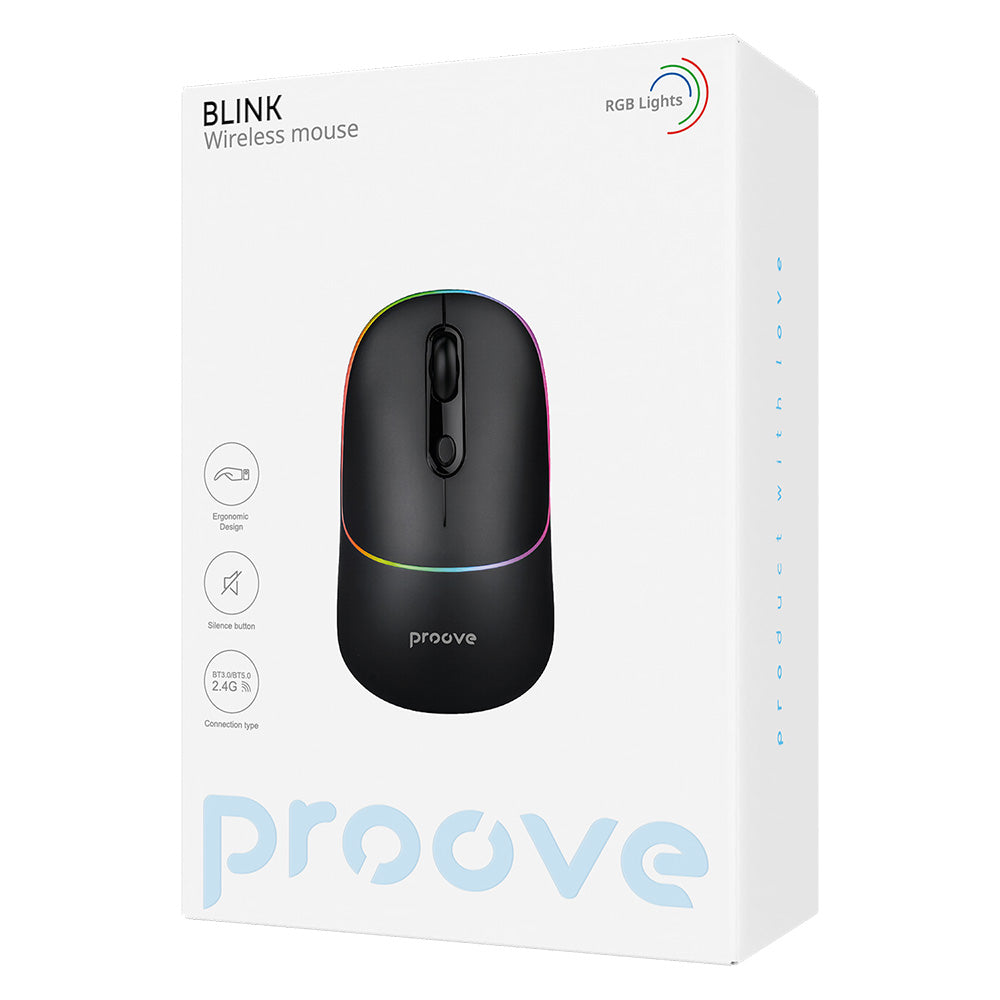 Mouse Wireless Proove Blink, RGB, 800DPI - 1600DPI, BT / Wi-Fi, Negru WMBL00002001