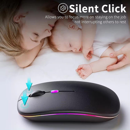 Mouse Wireless Techsuit M1, RGB, 1600DPI, BT / Wi-Fi, Negru