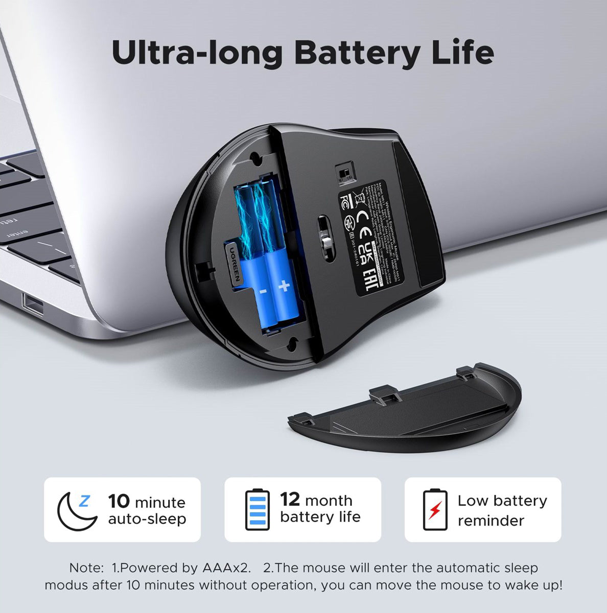 Mouse Wireless UGREEN M511, 1600DPI, Negru