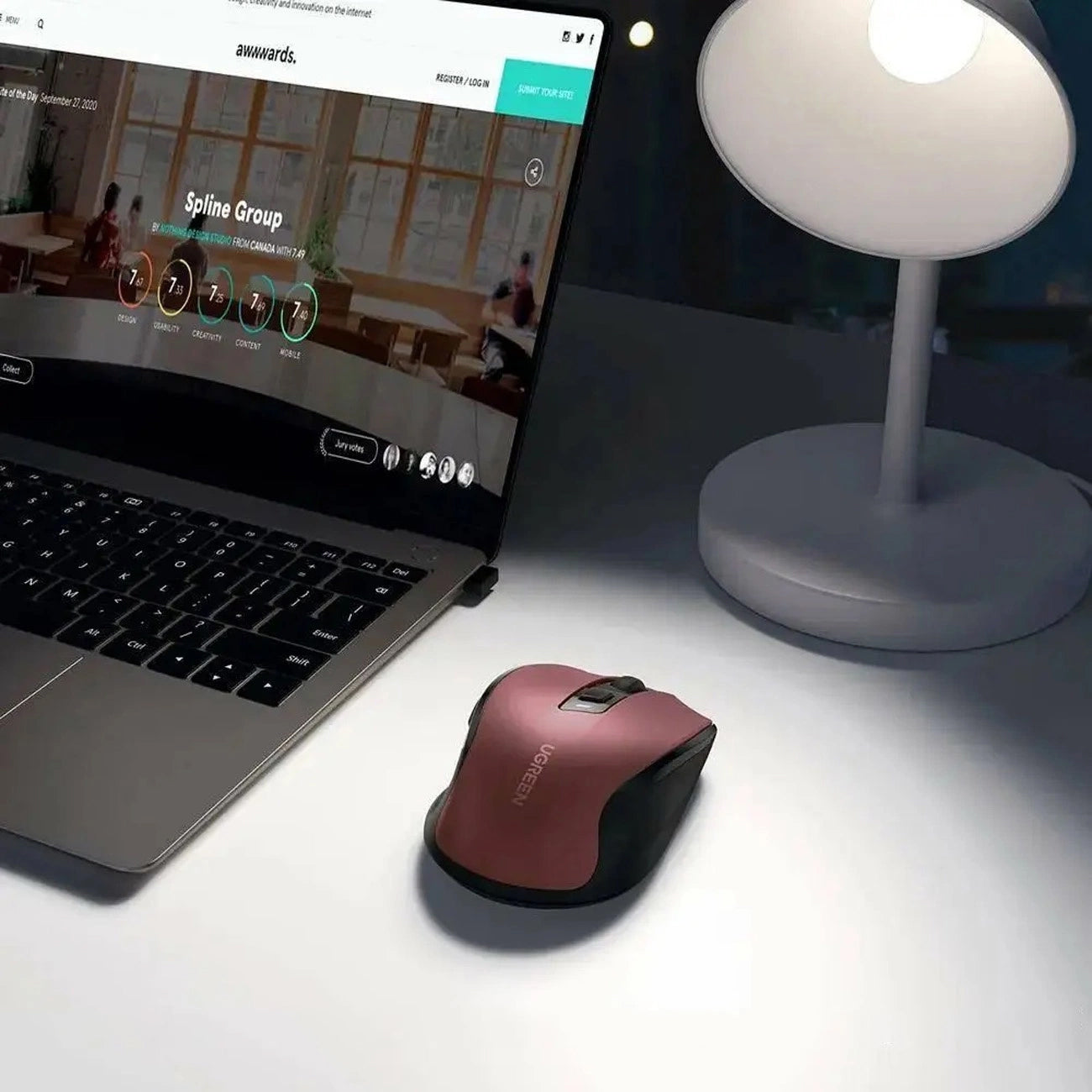 Mouse Wireless UGREEN MU006, 4000DPI, Rosu