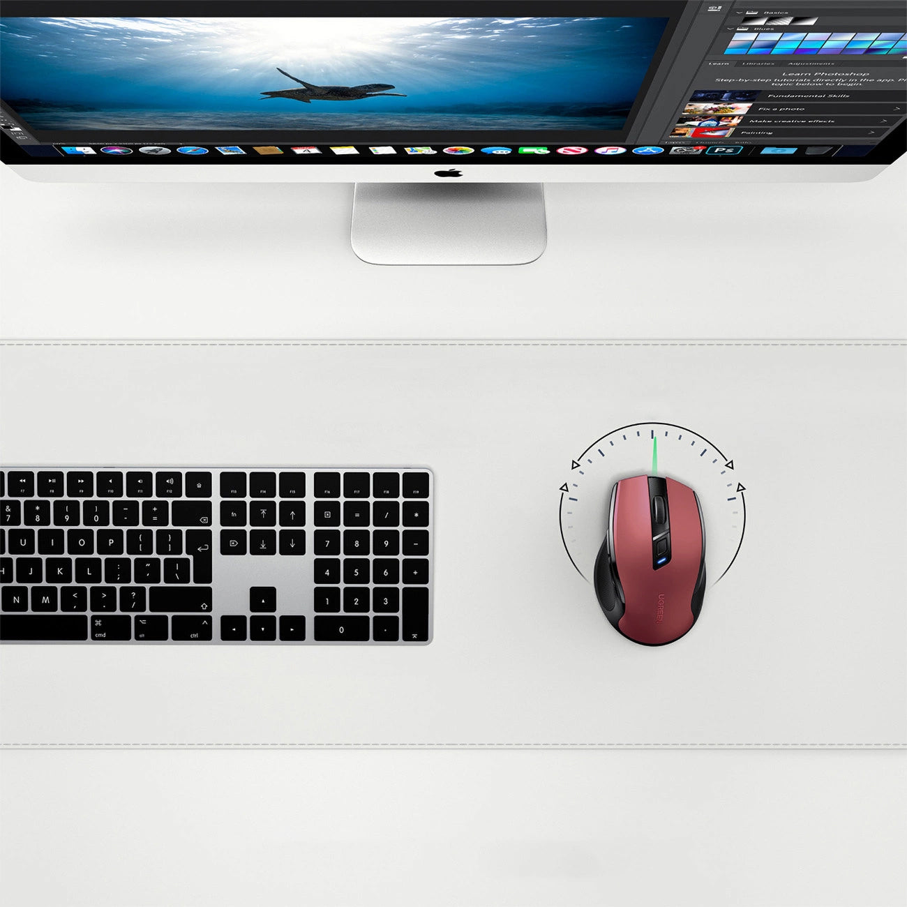 Mouse Wireless UGREEN MU006, 4000DPI, Rosu