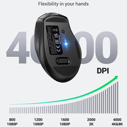 Mouse Wireless UGREEN MU006S (85082), 4000DPI, BT / Wi-Fi, Gri