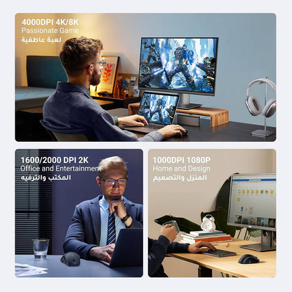 Mouse Wireless UGREEN MU101, 4000DPI, BT / Wi-Fi, Negru