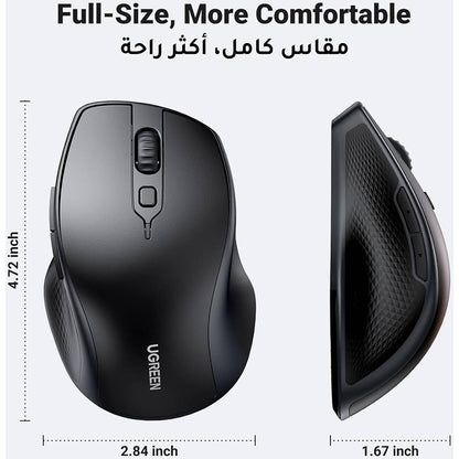 Mouse Wireless UGREEN MU101, 4000DPI, BT / Wi-Fi, Negru