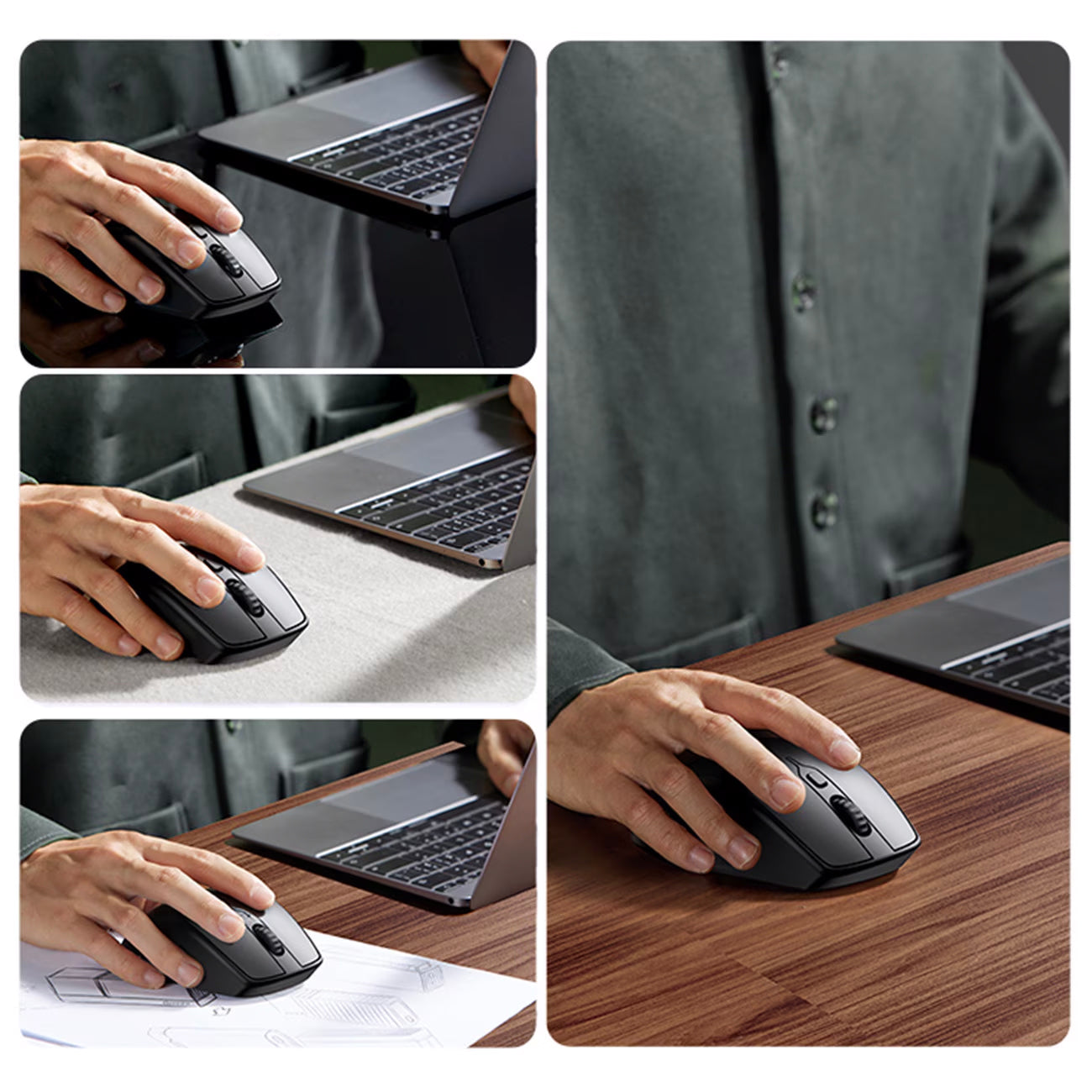 Mouse Wireless UGREEN MU101, 4000DPI, BT / Wi-Fi, Albastru