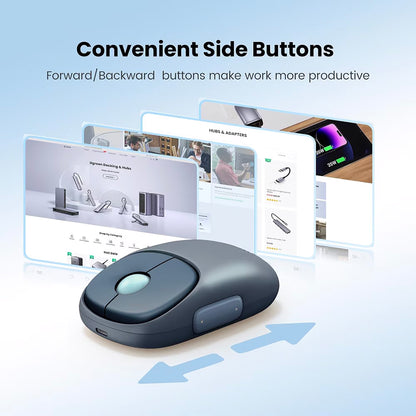 Mouse Wireless UGREEN MU102 FUN+, 4000DPI, BT / Wi-Fi, Albastru