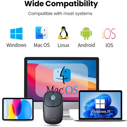 Mouse Wireless UGREEN MU102 FUN+, 4000DPI, BT / Wi-Fi, Albastru