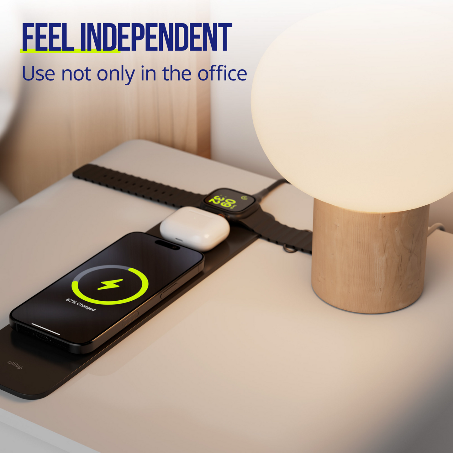 MousePad Allity. ALP-100 4in1 cu Incarcare Wireless Telefon / Ceas / Casti, Negru