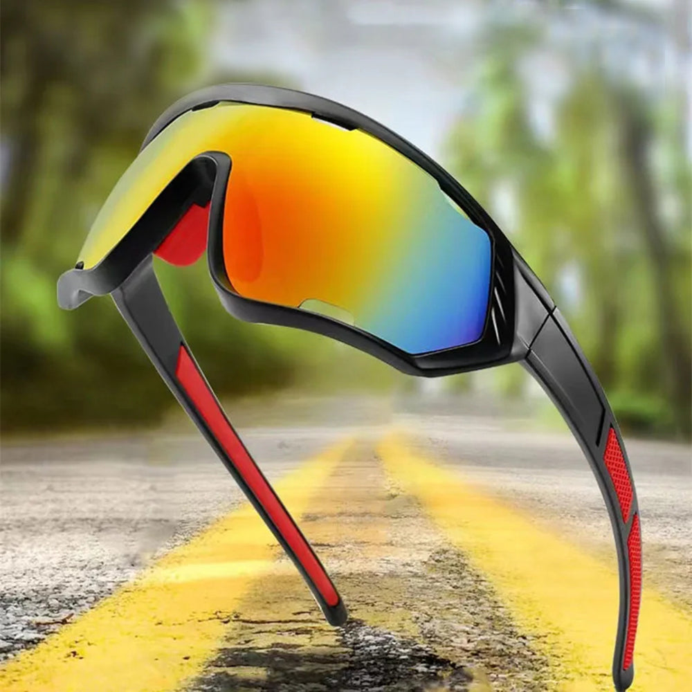 Ochelari De Ciclism Unisex Techsuit 9330, Negri Rosii Portocali
