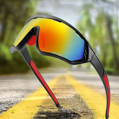 Ochelari De Ciclism Unisex Techsuit 9330, Negri Rosii Portocali