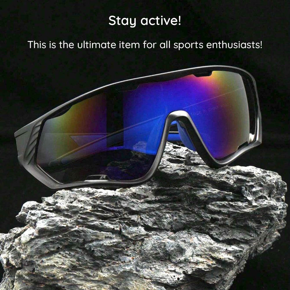 Ochelari De Ciclism Unisex Techsuit 9330, Negri Rosii Portocali