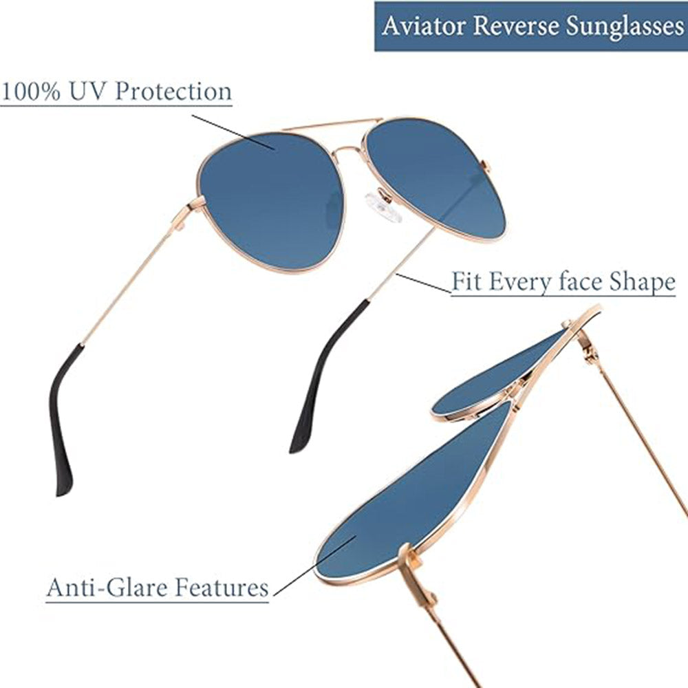 Ochelari De Soare Unisex Techsuit 3025, Protectie UV, Aurii Roz Albastri