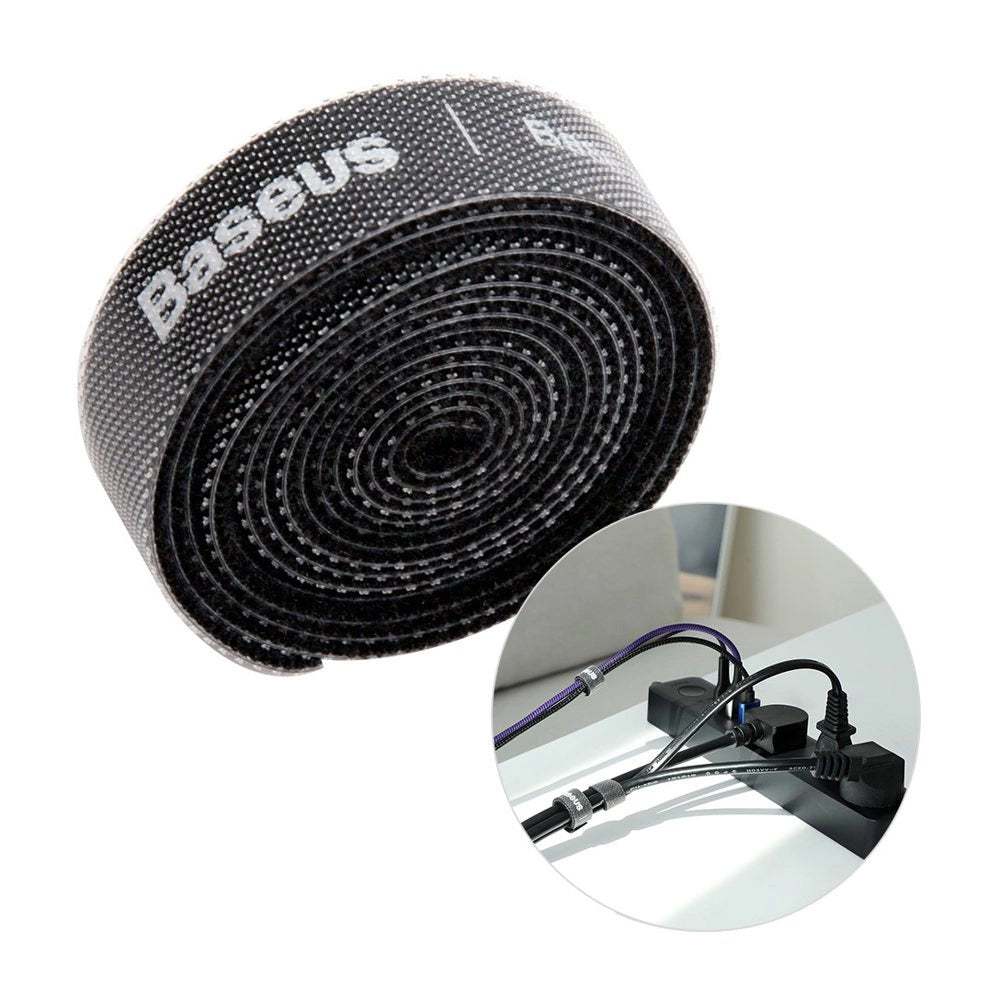 Organizator Cabluri Baseus Circle, Velcro, 1m, Negru ACMGT-E01